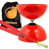 Red Big Top - Jumbo Bearing Diabolos Set, Red Superglass Diablo Sticks, Diabolo string & Firetoys® Bag!