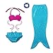 Mermaid Tails for Swimming for Girls Swimsuit Swimwear Shiny 4pcs Green Hot Pink
