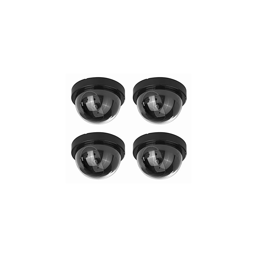 Fake Security Cameras (4 Pack) CCTV Dome Dummy Camera with Realistic