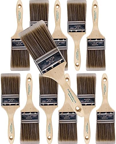 12-Pack Pro-Grade 2.5-Inch Flat Paint Brushes – For Walls, Trim, Indoors Or Out