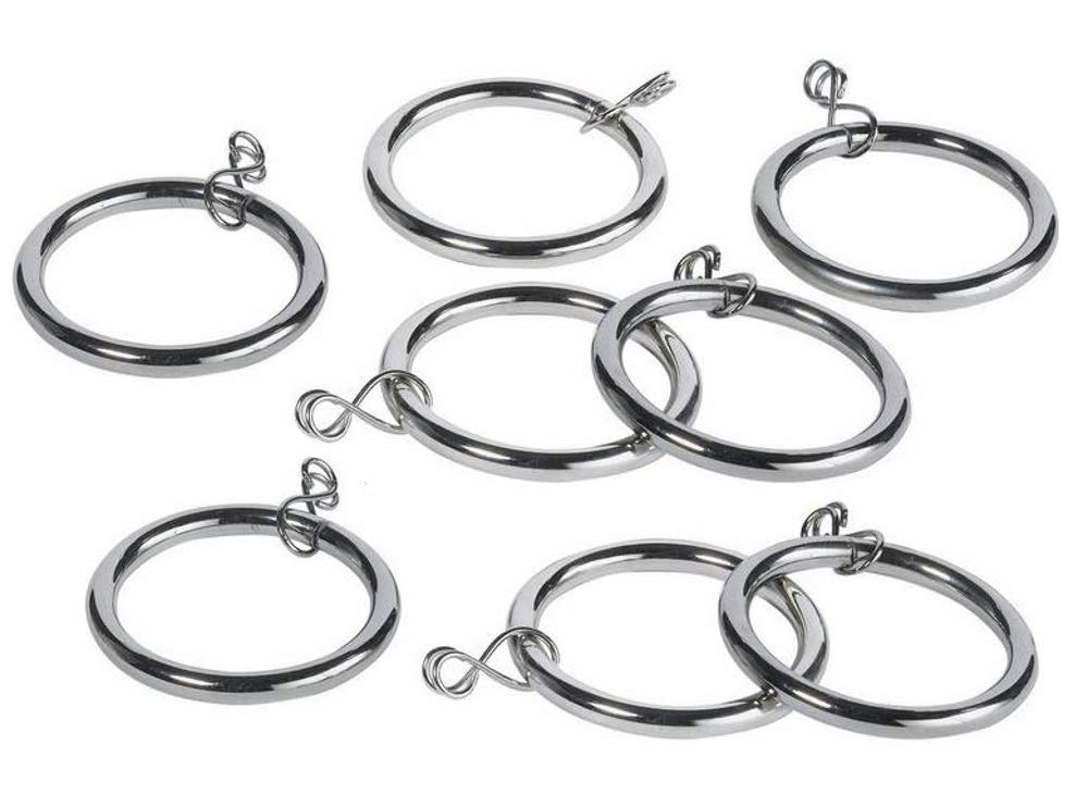 Merriway BH03221 (8 Pcs) Metal Curtain Drapery Pole Rod Rings with Loose Eye, Inner Diameter 35mm (1.3/8 inch) Outer Diameter 42mm (1.5/8 inch) Bright Chrome - Pack of 8 Pieces