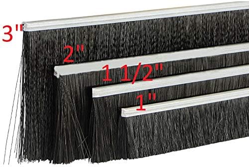 Garage Door Weather Brush Bottom Seal. Width: 2" Wide Brush Seal. Length: 8 Feet.