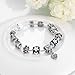 Naivo Designer Inspired Crystal Snake Chain Murano Glass Beads Charm Bracelet, Midnight Passion