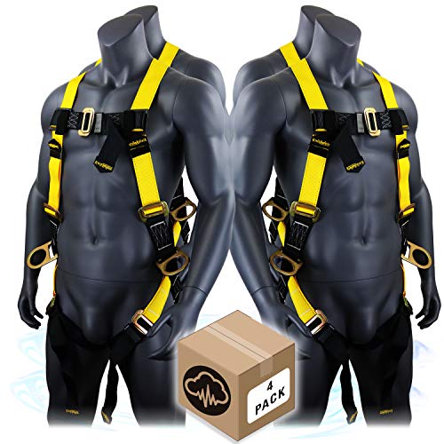 KwikSafety (Charlotte, NC) THUNDER 4 PACK 3D Ring Safety Harness (Pass Through Connectors) OSHA ANSI Industrial Full Body Fall Protection Personal Equipment Construction Carpenter Scaffold Contractor