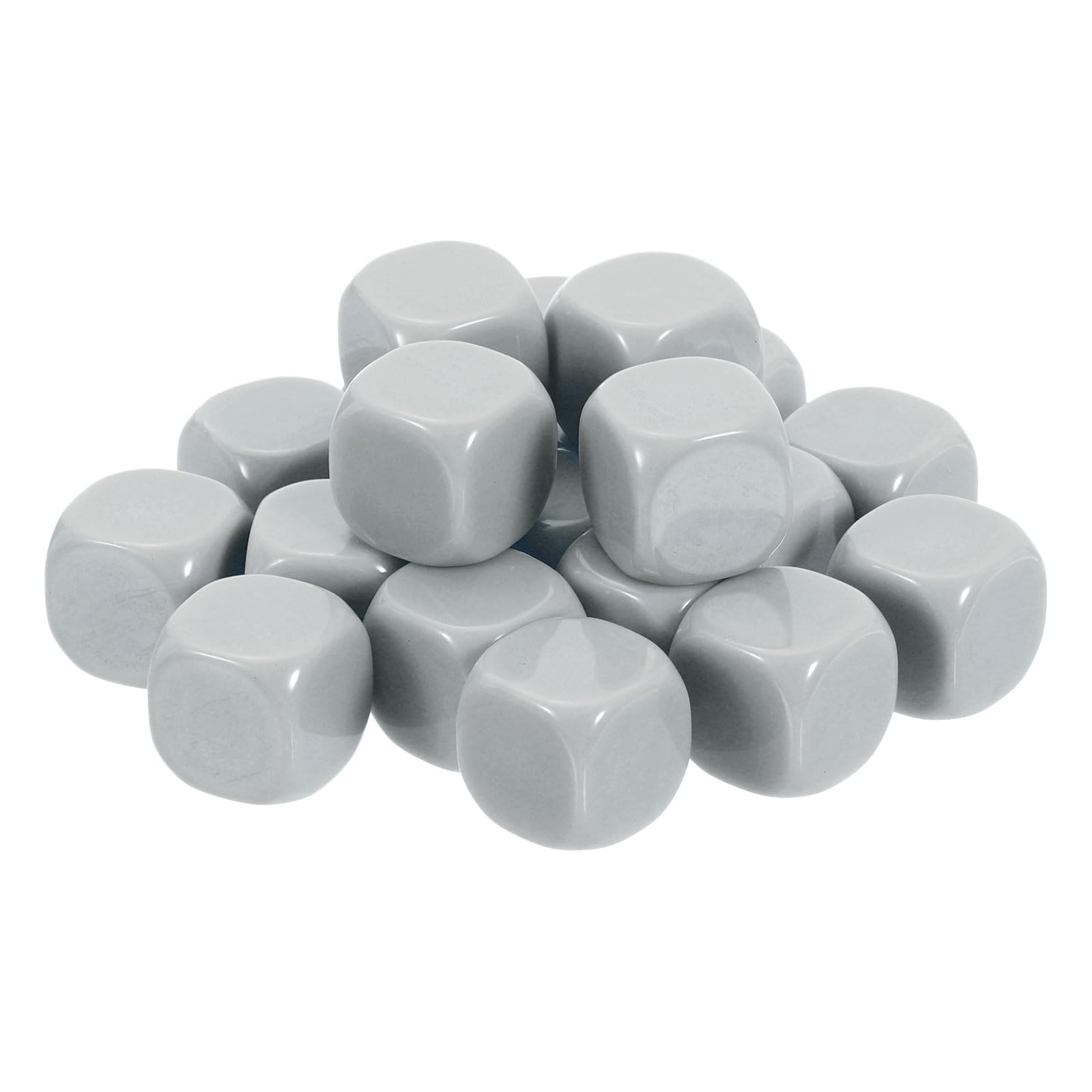 sourcing map 20Pcs Rounded Blank Six Sided Dice 16mm/0.6inch Acrylic Dice Cube with Smoothed Surface for Party Board Game DIY Craft Counting Teaching, Light Grey