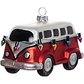 2 Pack Blown Glass Camper Van Ornament, Glass Camper Van Christmas Ornament for Christmas Tree