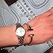 SENFAI Simple Double T Cuff Bracelet/Jewelry Set for Women (Thick Bracelet, Rose-Gold-Plated-Brass)