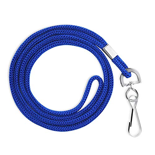 EcoEarth Lanyard (Preimum Tier) (100 Pack Round Non-Breakaway with J-Hook) Blue Lanyards for ID Badges, Badge Lanyard, ID Lanyard, Name Tag Lanyard ID Holder, Cruise Lanyard, Bulk Lanyard