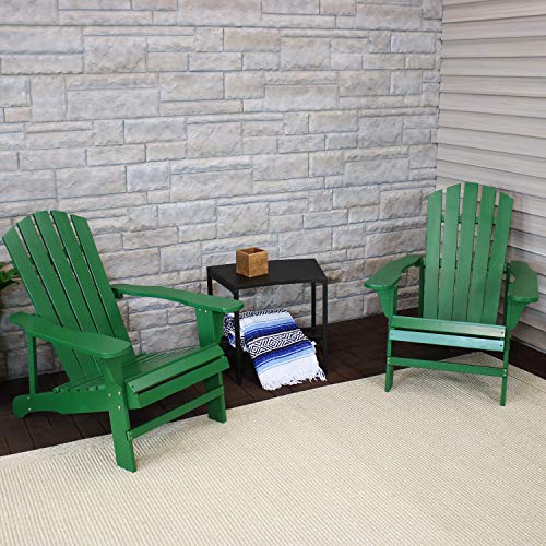 Sunnydaze Coastal Bliss Outdoor Wooden Adirondack Patio Chair Set of 2, Green