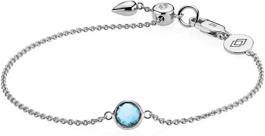 Sterling Silver Bracelet for Women | Blue Stone Aqua Coloured Quartz | Genuine 925 Shiny Sterling | Jewellery for Woman | Elegant Modern Scandinavian Nordic Design - By Izabel Camille