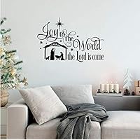 cvccatg Joy to The World Wall Stickers Quotes Christmas Nativity Scene Vinyl Decal Holiday Decor Colors Wallpaper Art Mural 62X42Cm