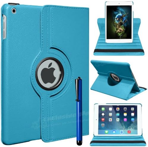 Mobile Junction ® 360 Case New Apple iPad Air (5th Generation with Retina Display) 360 Degree Rotating Smart Stand Case Cover with Auto Sleep Wake Incl. Free Screen Protector & Stylus (Sky Blue)