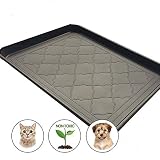 Easyology Premium Pet Food Tray - Dog Food Mat and Cat Food Mat with Non Skid Design - Best Pet Bowl Mat for Containing Spills, 17.5'' x 14''