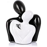 Mini Couple Statue Tv Stand Decor Items for Living Room,Bedroom Decor for Couples Sculpture Knick Knacks for Shelves,Couple Gifts for Her,Show Pieces for Home Decor (Black and White Sliver Heart)