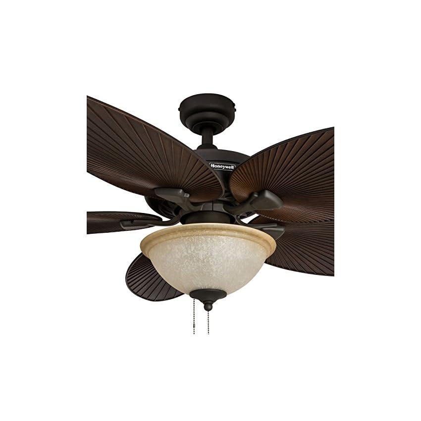 Five Palm Leaf Blades Oil Rubbed Bronze Indoor Outdoor Honeywell