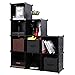 BASTUO 9-Cube Storage Organizer, DIY Modular Plastic Storage Cube 4-Tier Bookcase Shelf Cabinet Closet, Black