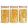 ComSaf-Airtight-Glass-Storage-Canister-with-Wood-Lid-15L-Clear-Food-Storage-Container-Jar-with-Sealing-Bamboo-Lid-for-Noodles-Flour-Cereal-Rice-Sugar-Tea-Coffee-Beans-Set-of-3 ComSaf 1500ml Glass Jars with Bamboo Lids, Clear Airtight Food Storage Container Jar with Sealing Lid, Canister Set for…