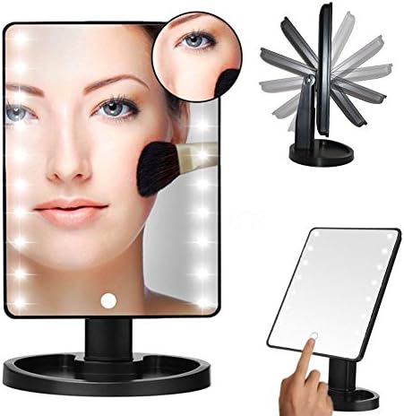 UBeautiful Makeup Mirror with 16 LED light,12-inch large screen, touch screen and memory function, black