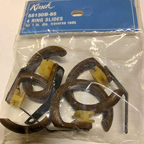 Kirsch 55130B-85, 4 Ring Slides for 1 inch Diameter Traverse rods, Color: Walnut