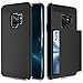 Samsung Galaxy S9 Case, Crosspace Galaxy S9 Wallet Case Card Holder Defender Bumper Soft Rubber Hard PC Back Hybrid Shockproof Slide Cover Flexible Protective with Card Slots for Galaxy S9 - Black