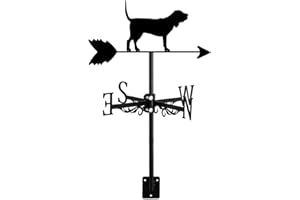 ANCNA-U 3D Dog Animal Metal Weather Vane, Weathervane Black Wrought Iron Look Wind Direction Indicator Roof Mount Decoration Accessories for Garden Patio, Hound Dog