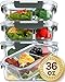 [5-Packs,36 Oz]Glass Meal Prep Containers 2 Compartments Portion Control with Upgraded Snap Locking Lids Glass Food Storage Containers BPA-Free, Microwave, Oven, Freezer and Dishwasher Safe (4.5 Cups) primary