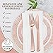 120PCS Stunning Lace Design Rose Gold Plastic Plates | Class Up Any Wedding, Birthday or Event With Our Rose Gold Disposable Plates | Rose Gold Party Plates | Rose Gold Plates Party Supplies