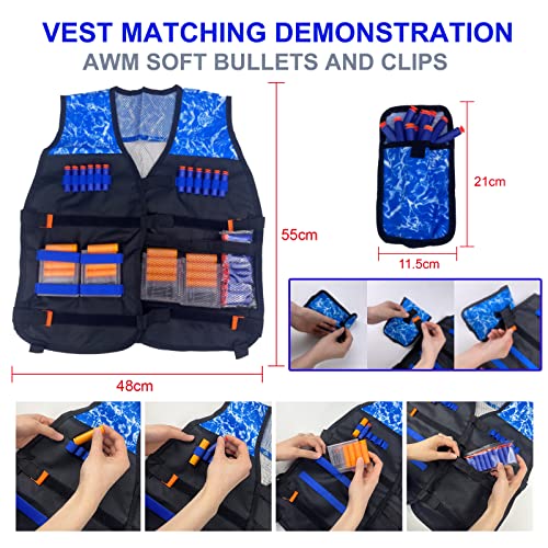 AGM MASTECH Shell-Throwing Foam Blaster Soft Bullet Gun Set with Tactical Vest Kit Including AWM and 416 Each