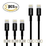 SMALLElectric 5 Pack iPhone 8 pin Lightning to USB Charge and Sync Charging Cable Cord 3X 1FT Short Lightning Cable + 2X 3FT iphone charger for Apple iPhone 7 6/6s plus , SE/5c/5s/5, iPad Air/Mini