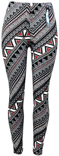 Moda Age Juniors & Kids Ultra Soft Best Patterned Printed Leggings - (S/M & L/XL Sizes) (Junior L/XL (12-14yrs), Aztec Mixed)