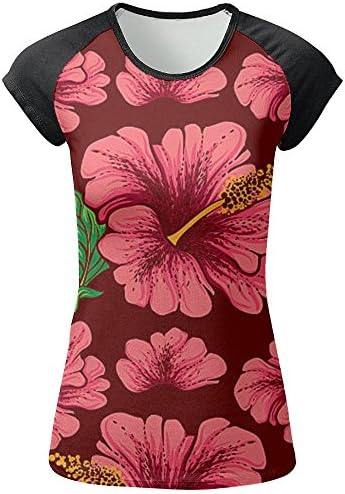 Hibiscus Flower Plants Fashion Girl Women's Casual T-Shirt Top Tees O Neck Short Sleeve Tees