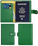 Simpac Leather Passport Holder Wallet Cover Case Travel Wallet RFID Blocking 12 Contract Colors (Green)