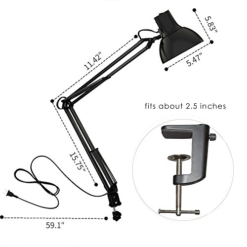 ToJane Table Lamps for Living Room/Bedroom,Architect Swing Arm Clip on