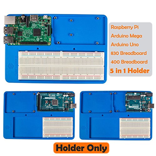 SunFounder RAB 5 in 1 Breadboard Holder Base Plate Circuit Board Screws for Arduino Uno R3 Mega 2560, Raspberry Pi 3 Model B, 2 Model B and 1 Model B+ 400 800 Points Breadboard Jumper Dupont Wires