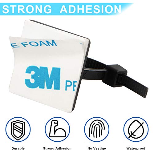 Zip Tie Mounts Small Cable Tie Adhesive Mount, 3/4in black 100PCS