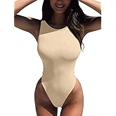 LCNBA Women's Sexy High Neck Sleeveless Bodysuit Basic Top Bodysuit Jumpsuit