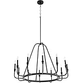 Quorum 6314-12-69 Transitional 12 Light Chandelier from Marquee Collection in Black Finish,