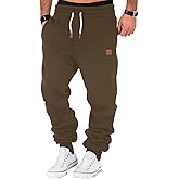 A WATERWANG Men's Fleece Sweatpants Heavyweight Cotton Tapered Joggers Workout Running Sweat Pants with Pockets