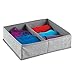 InterDesign Aldo Fabric Dresser drawer Storage Organizer for Underwear, Socks, Bras, Tights, Leggings - Large, 2 Compartments, Gray