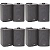 8x (4 paar) – 60W 2-weg zwarte muur gemonteerde stereoluidsprekers en beugels – 3″ 8Ohm – Mini compacte achtergrond muziek luidsprekers voor HiFi Surround Sound & Streaming