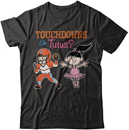 HobberryShirt Gender Reveal Party T-Shirt Touchdowns Or Jutus (Medium, Black)