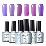 6PCS Purple Nail Polish Gel UV LED Soak Off Nail Art Kit Gorgeous Manicure Collection Gift Set FairyGlo 10ml 001