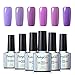 6PCS Purple Nail Polish Gel UV LED Soak Off Nail Art Kit Gorgeous Manicure Collection Gift Set FairyGlo 10ml 001