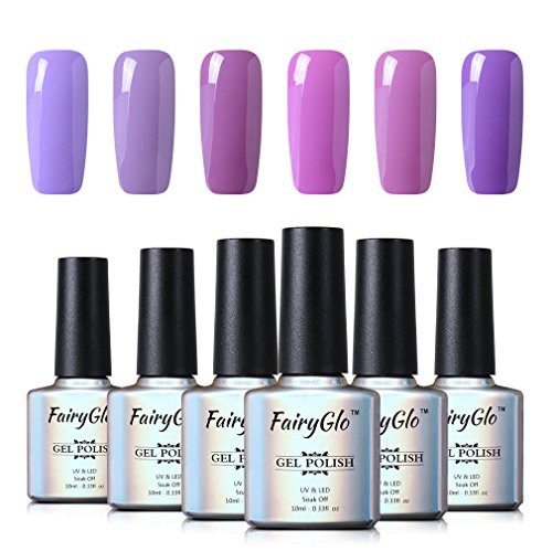 6PCS Purple Nail Polish Gel UV LED Soak Off Nail Art Kit Gorgeous Manicure Collection Gift Set FairyGlo 10ml 001 6PCS Purple Nail Polish Gel UV LED Soak Off Nail Art Kit Gorgeous Manicure Collection Gift Set FairyGlo 10ml 001
