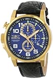 Invicta Men's 13055 Force Chronograph Blue Dial Black Leather Watch