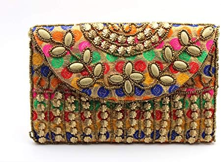 Jaipuri, Rajasthani Hand Embroidered Clutch for Party, Clutch Bag/Fancy Sling Purse for Bridal, Casual, Party Clutches (Multicolor)