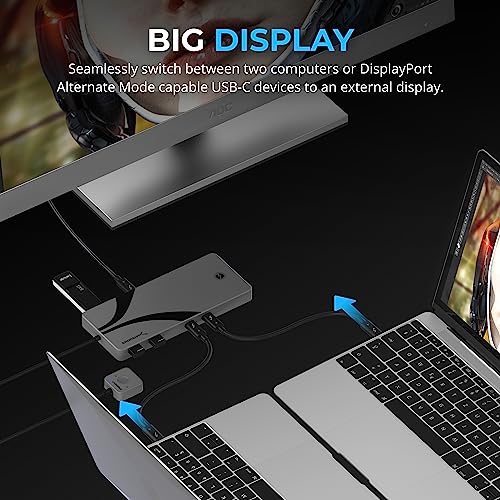 SABRENT Thunderbolt 4 KVM Switch, Peripheral Sharing with 3X Thunderbolt 4 USB C 40Gbps, 2X USB-C Charging 60W (PD 3.0) | 4X USB Type A 3.2x2 10Gbps | Supports 4K@144Hz / 8K@60Hz DSC (SB-TB4K)