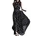 Outop Womens Polka Dots Maxi Black Long Casual Summer Beach Party Chiffon Dress (Black)