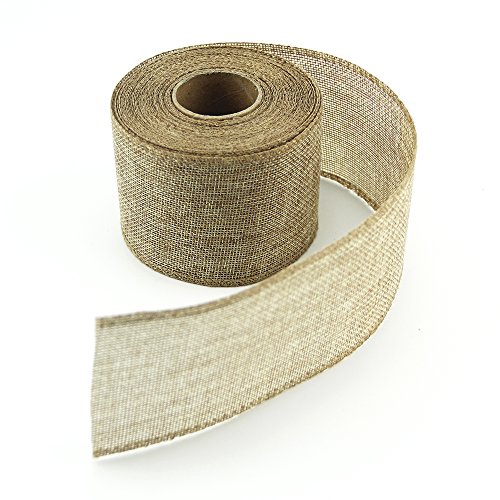 VATIN Ribbon Burlap Wired Ribbon 2" by 10 Yards Roll for Wedding Decoration DIY Craft, Natural