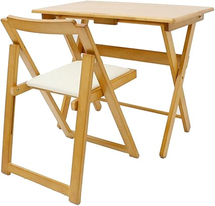 Amazon Co Jp ヤマソロ デスク チェアセット 木製 折りたたみデスク 折りたたみチェア コンパクト 40 734 ナチュラル ホーム キッチン